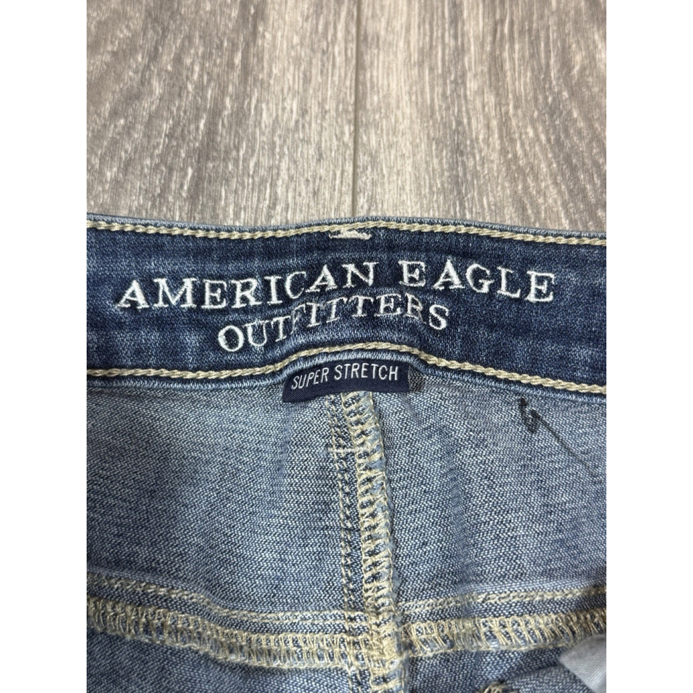 American Eagle Super Stretch Denim Jeans Women's Size 8 Regular Distressed - Picture 4 of 9